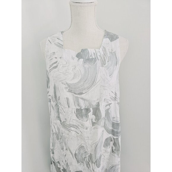 Lands Downunder Linen Sleeveless Lagenlook Relaxed Oversize Italy Gray Dress S - Picture 2 of 10